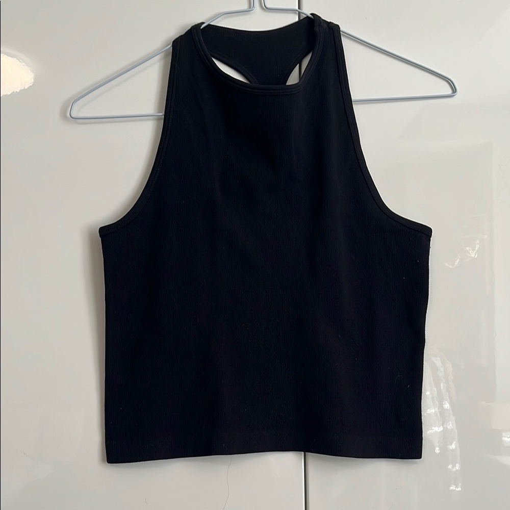 NWOT AURA Black Sleeveless Racerback Women's Stretch Tank, Size M/L